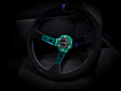 LIMITED Colour Shift Centre - Purple Stitched• Black Alcantara Deep Dished 350mm Steering Wheel