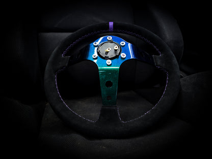 LIMITED Colour Shift Centre - Purple Stitched• Black Alcantara Deep Dished 350mm Steering Wheel