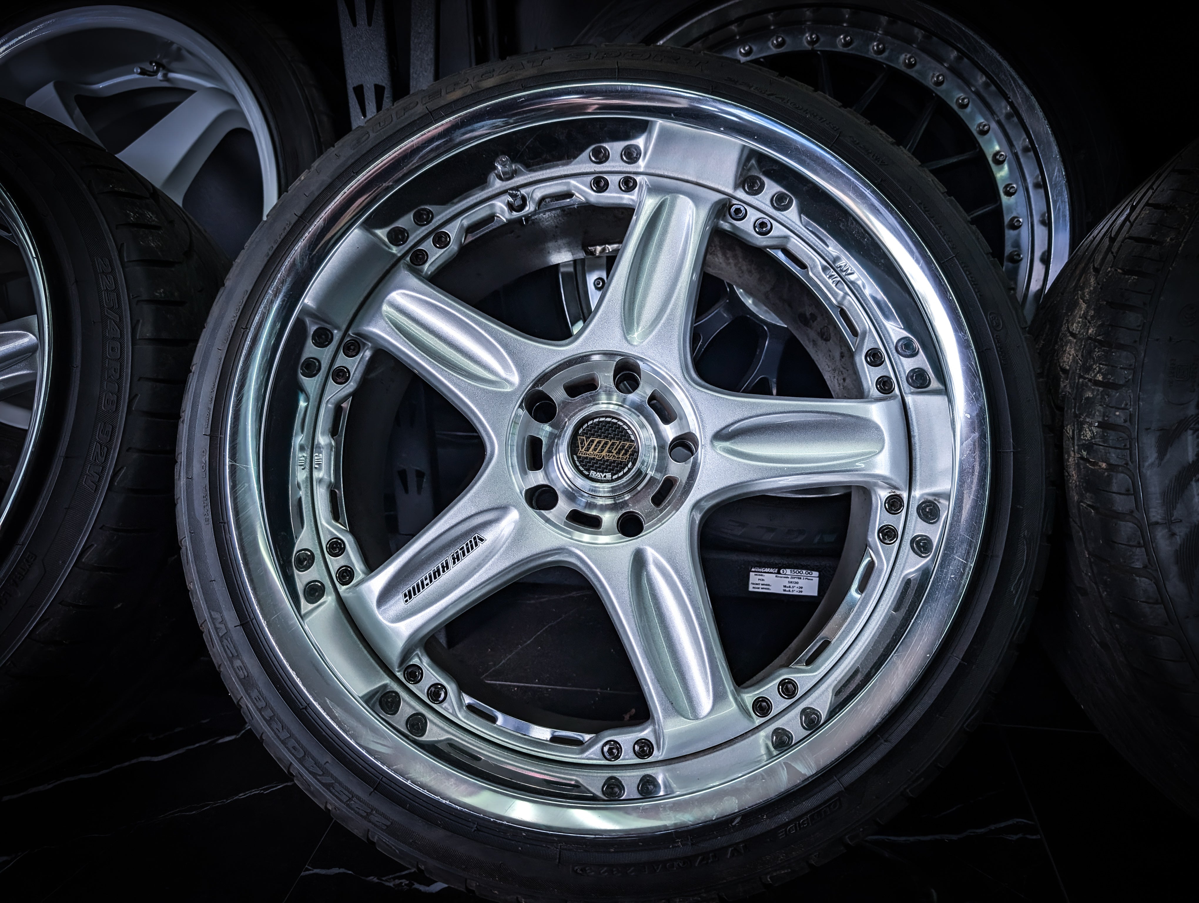 18" VOLK RAYS GTC Face 1 High Bright Silver 2 Piece Wheels x 4