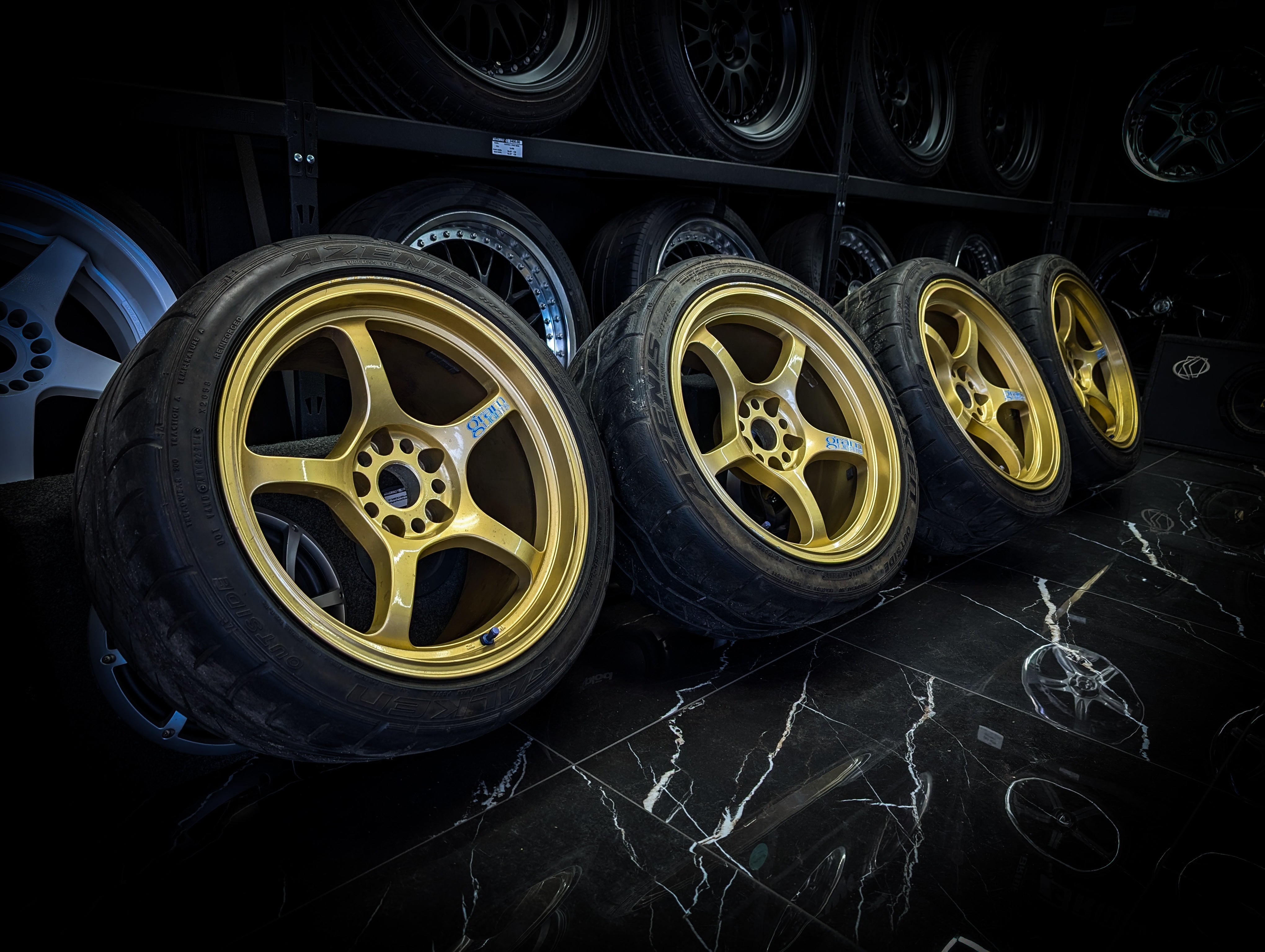 18" RAYS GRAM LIGHTS 57c Early Generation Gold Monoblock Wheels x 4