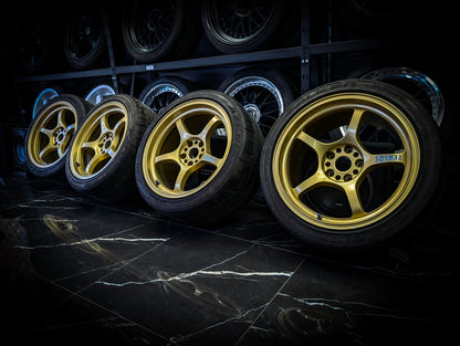 18" RAYS GRAM LIGHTS 57c Early Generation Gold Monoblock Wheels x 4