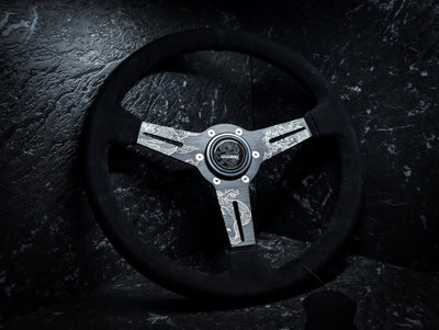 LAZER ETCHED Traditional Dragon Triple Black Alcantara/Suade Standard Steering Wheel