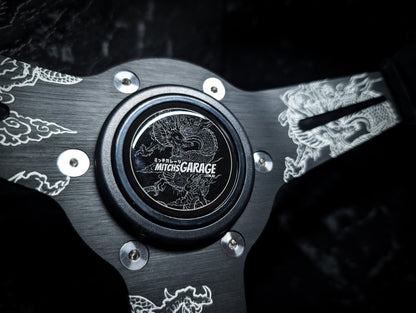 LAZER ETCHED Traditional Dragon Triple Black Alcantara/Suade Standard Steering Wheel
