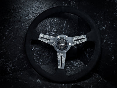 LAZER ETCHED Traditional Dragon Triple Black Alcantara/Suade Standard Steering Wheel