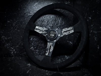 LAZER ETCHED Traditional Dragon Triple Black Alcantara/Suade Standard Steering Wheel