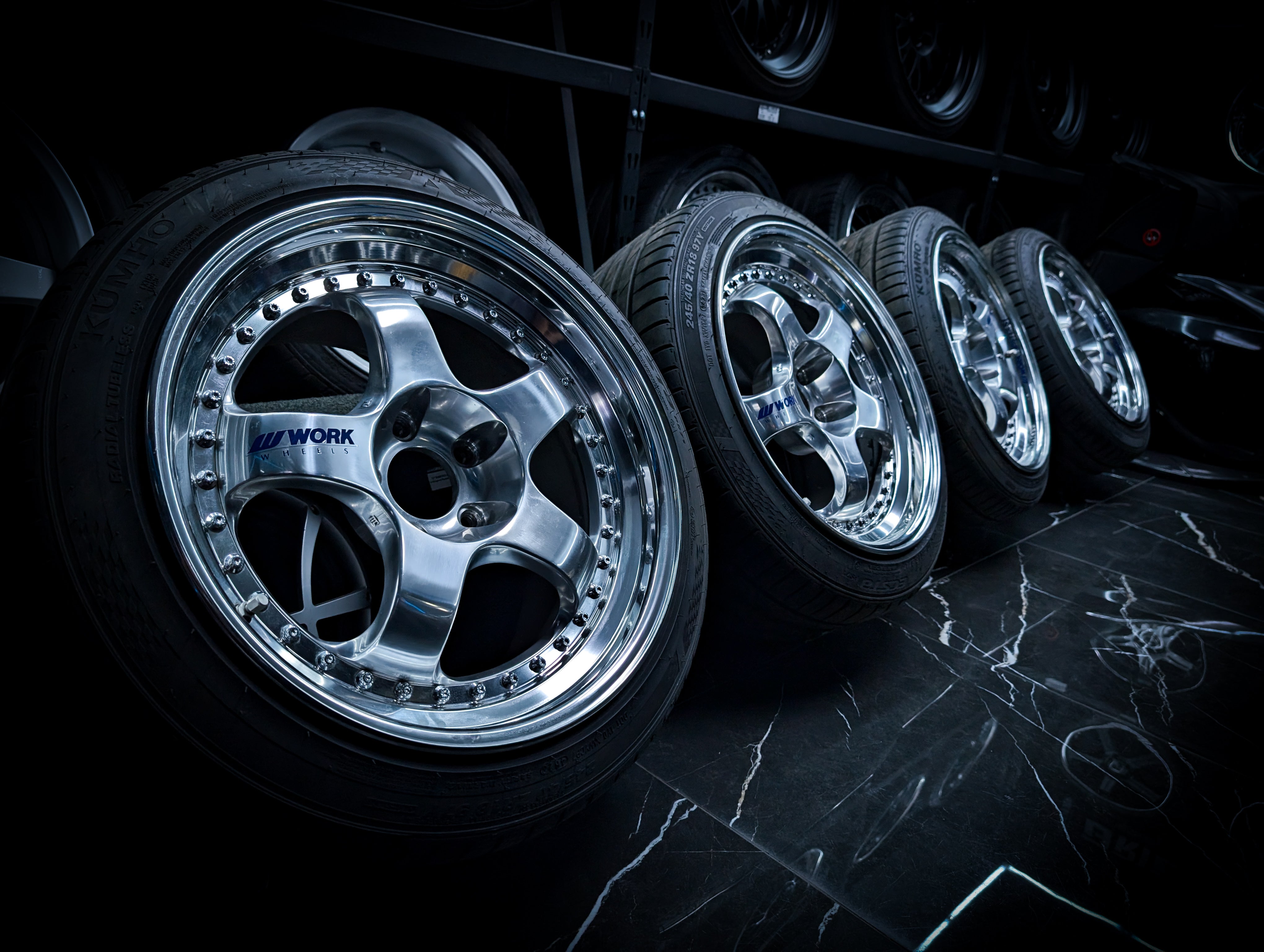 18" WORK Meister Polished Face S1 3P - 3 PIECE Gunmetal Metallic Staggared Wheels x 4