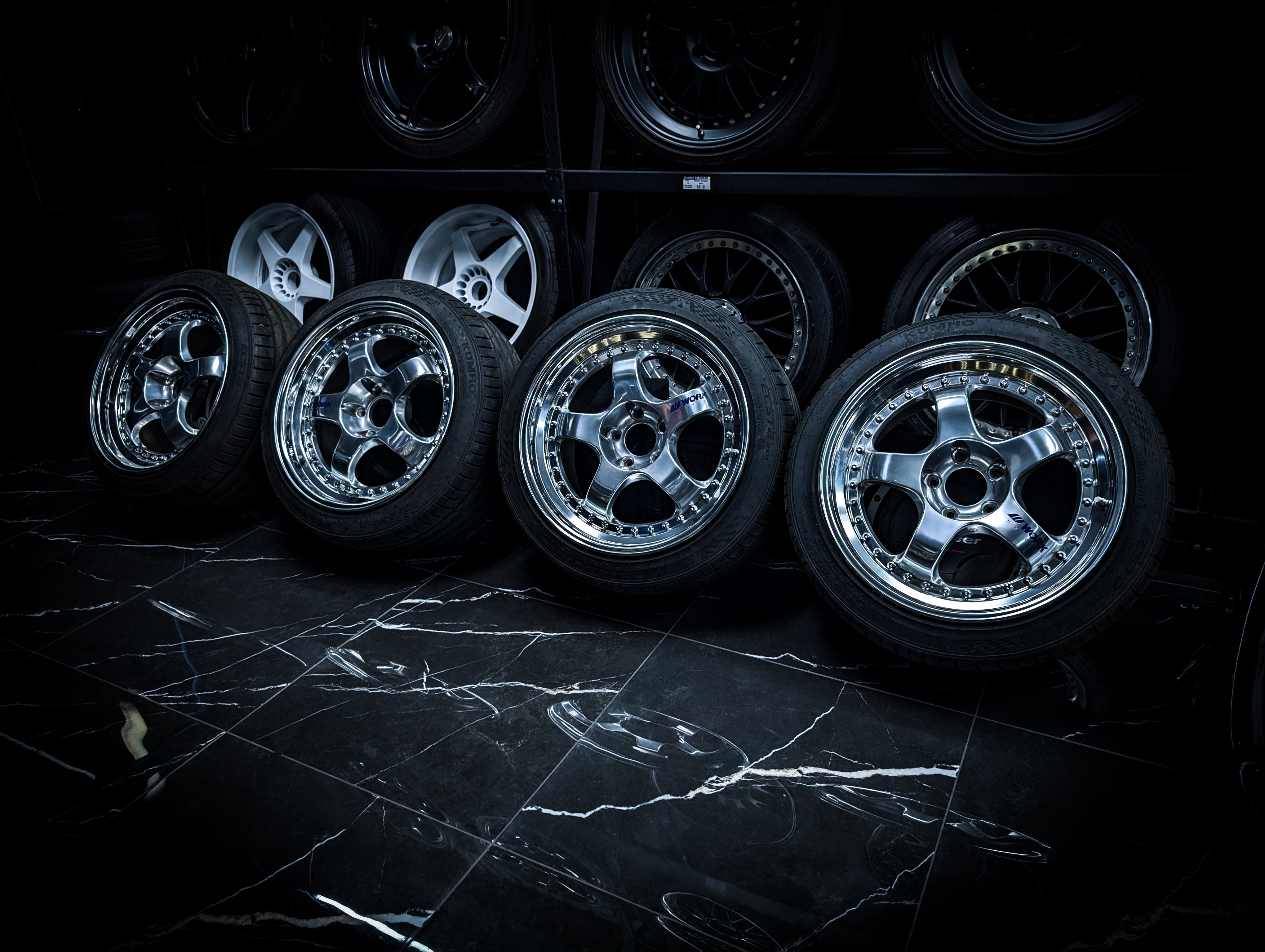 18" WORK Meister Polished Face S1 3P - 3 PIECE Gunmetal Metallic Staggared Wheels x 4