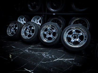 18" WORK Meister Polished Face S1 3P - 3 PIECE Gunmetal Metallic Staggared Wheels x 4