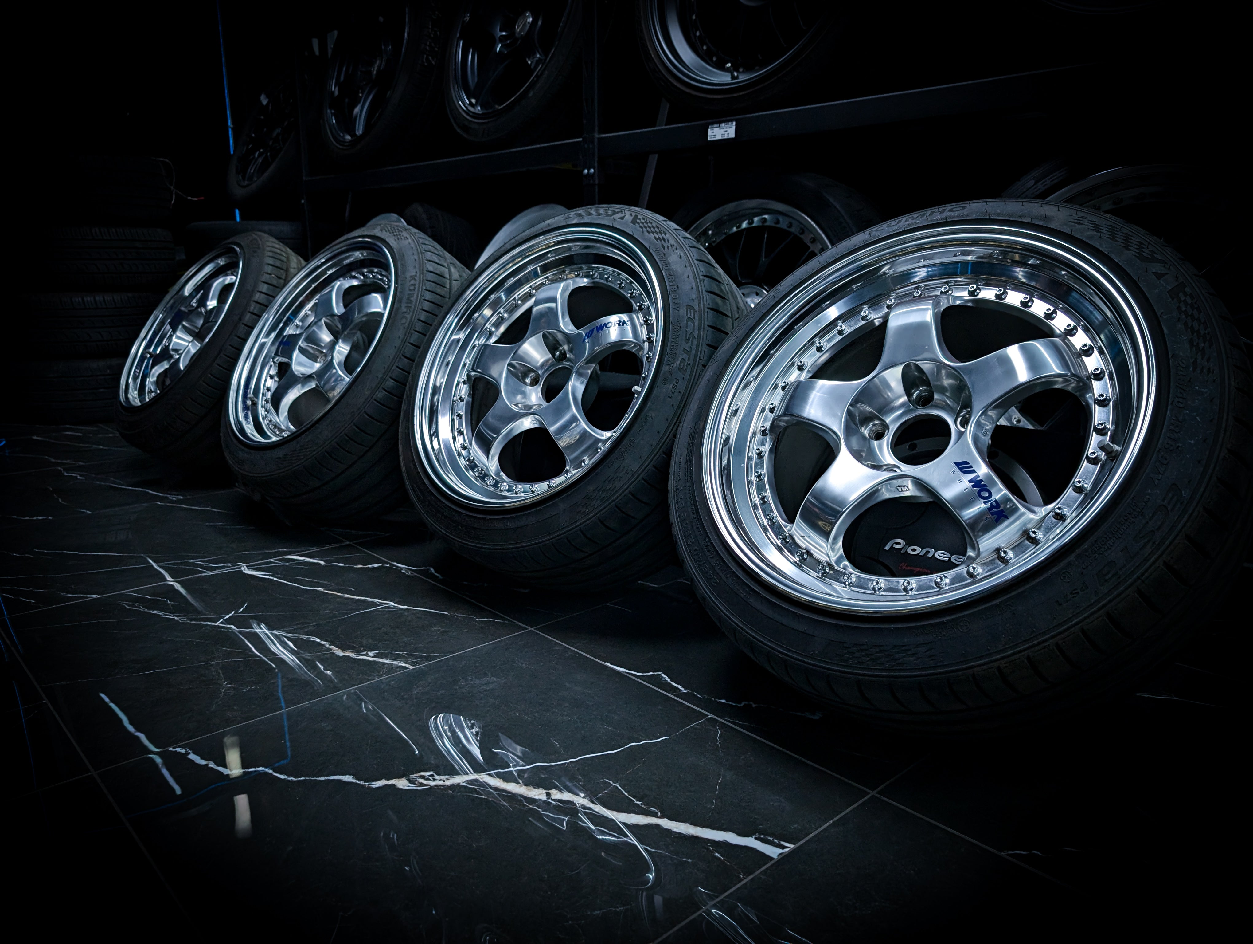 18" WORK Meister Polished Face S1 3P - 3 PIECE Gunmetal Metallic Staggared Wheels x 4