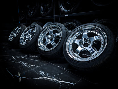 18" WORK Meister Polished Face S1 3P - 3 PIECE Gunmetal Metallic Staggared Wheels x 4