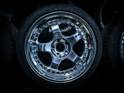 18" WORK Meister Polished Face S1 3P - 3 PIECE Gunmetal Metallic Staggared Wheels x 4