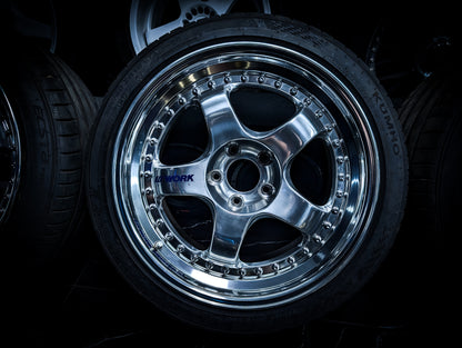 18" WORK Meister Polished Face S1 3P - 3 PIECE Gunmetal Metallic Staggared Wheels x 4