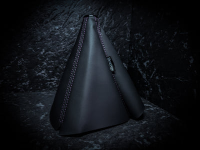 Purple Stitch | Black Leather Manual Gear Boot