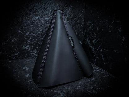 Purple Stitch | Black Leather Manual Gear Boot