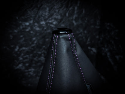 Purple Stitch | Black Leather Manual Gear Boot