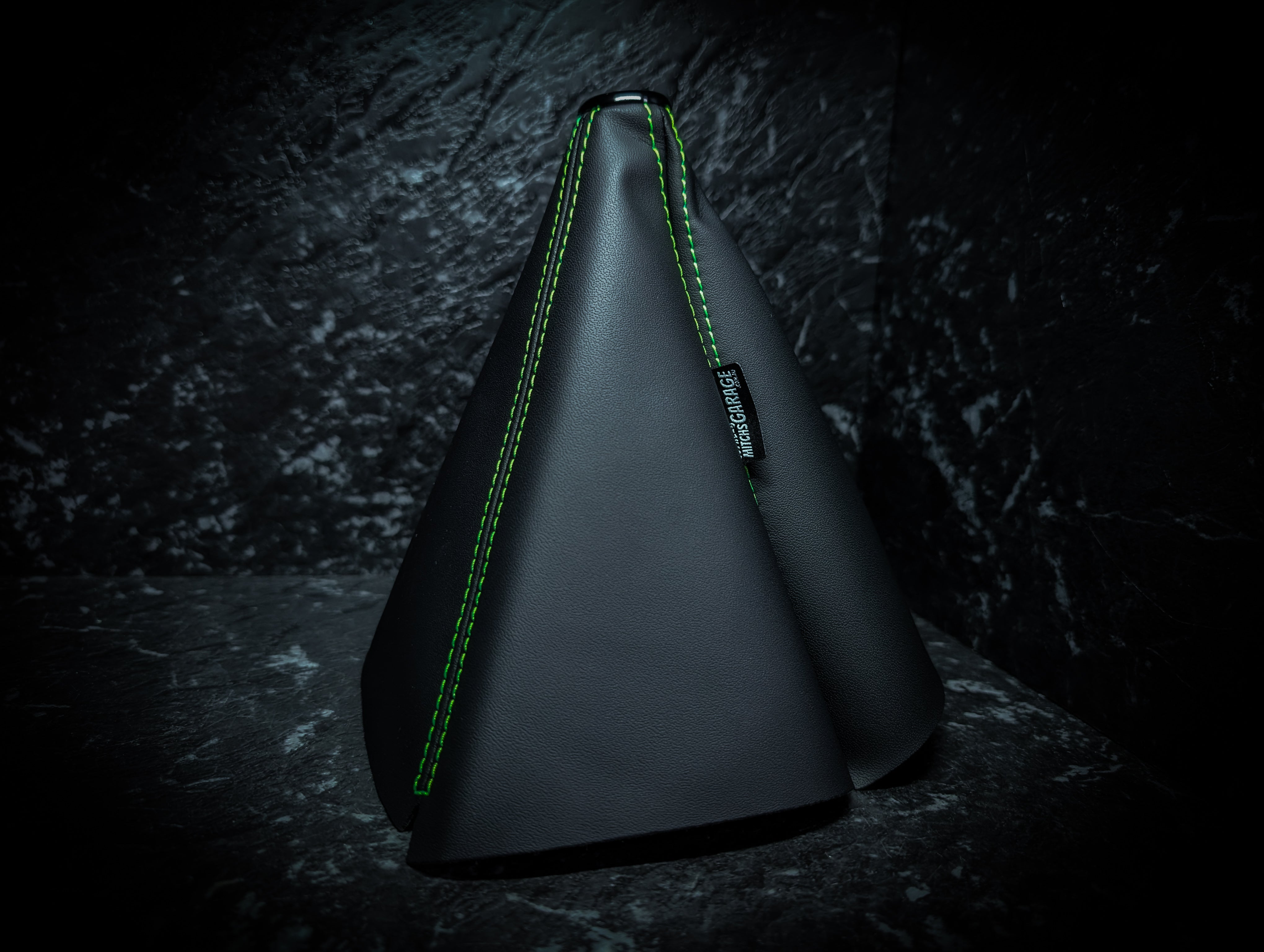 Bright Green Stitch | Black Leather Manual Gear Boot