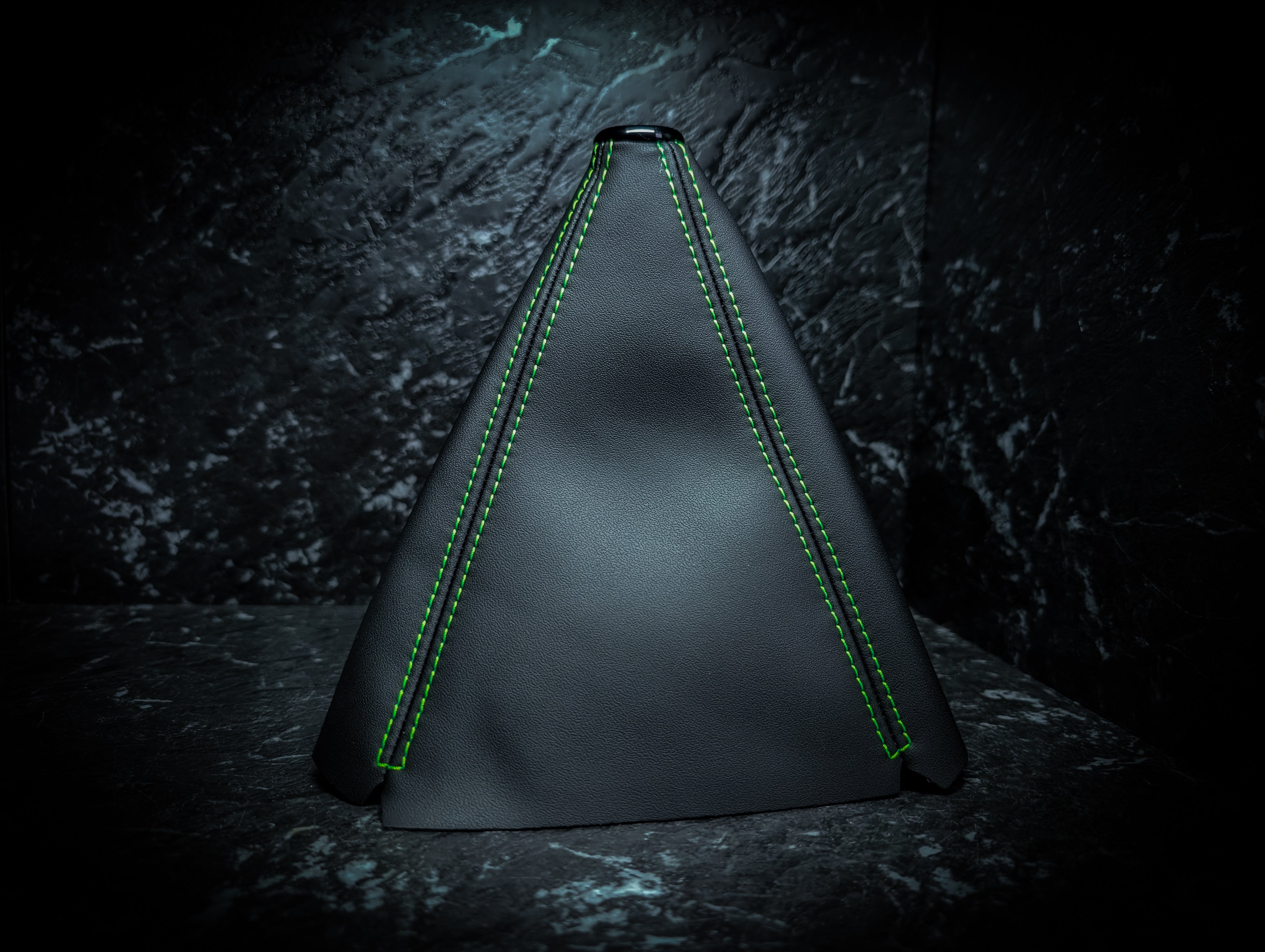 Bright Green Stitch | Black Leather Manual Gear Boot