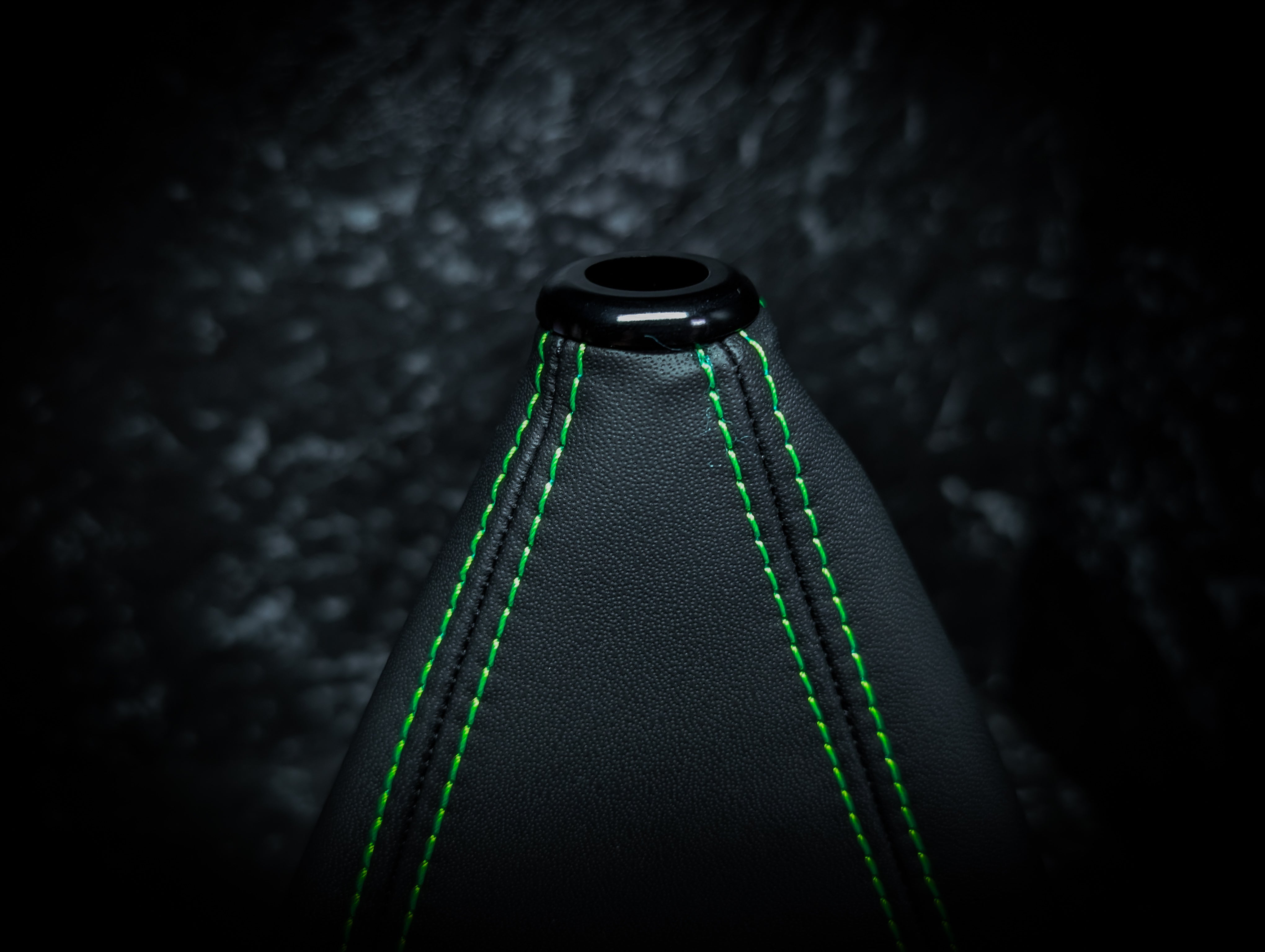 Bright Green Stitch | Black Leather Manual Gear Boot
