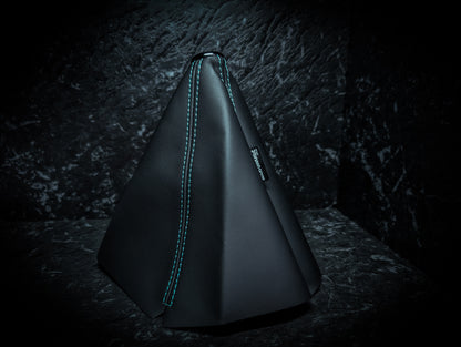 Turquoise Blue Stitch | Black Leather Manual Gear Boot