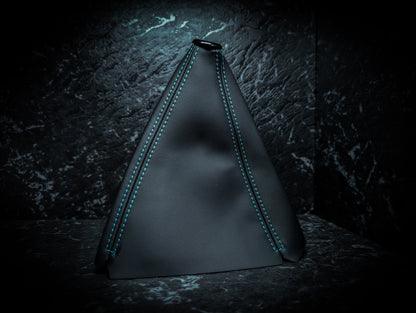 Turquoise Blue Stitch | Black Leather Manual Gear Boot