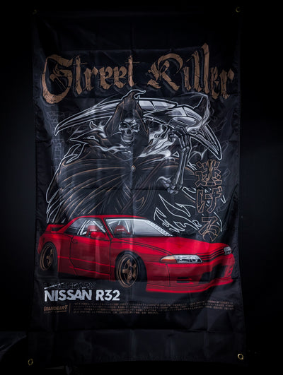 STREET KILLER Legendary Red NISSAN R32 Workshop Banner Flag