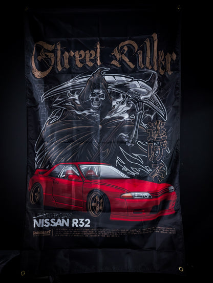 NEW! STREET KILLER Legendary Red NISSAN R32 Workshop Banner Flag