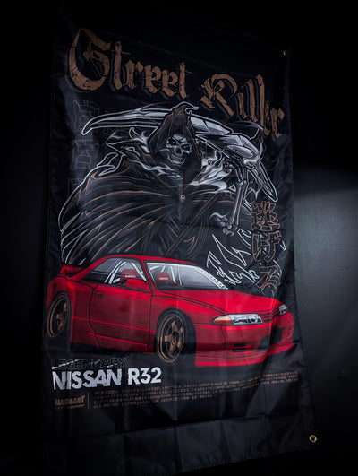 STREET KILLER Legendary Red NISSAN R32 Workshop Banner Flag