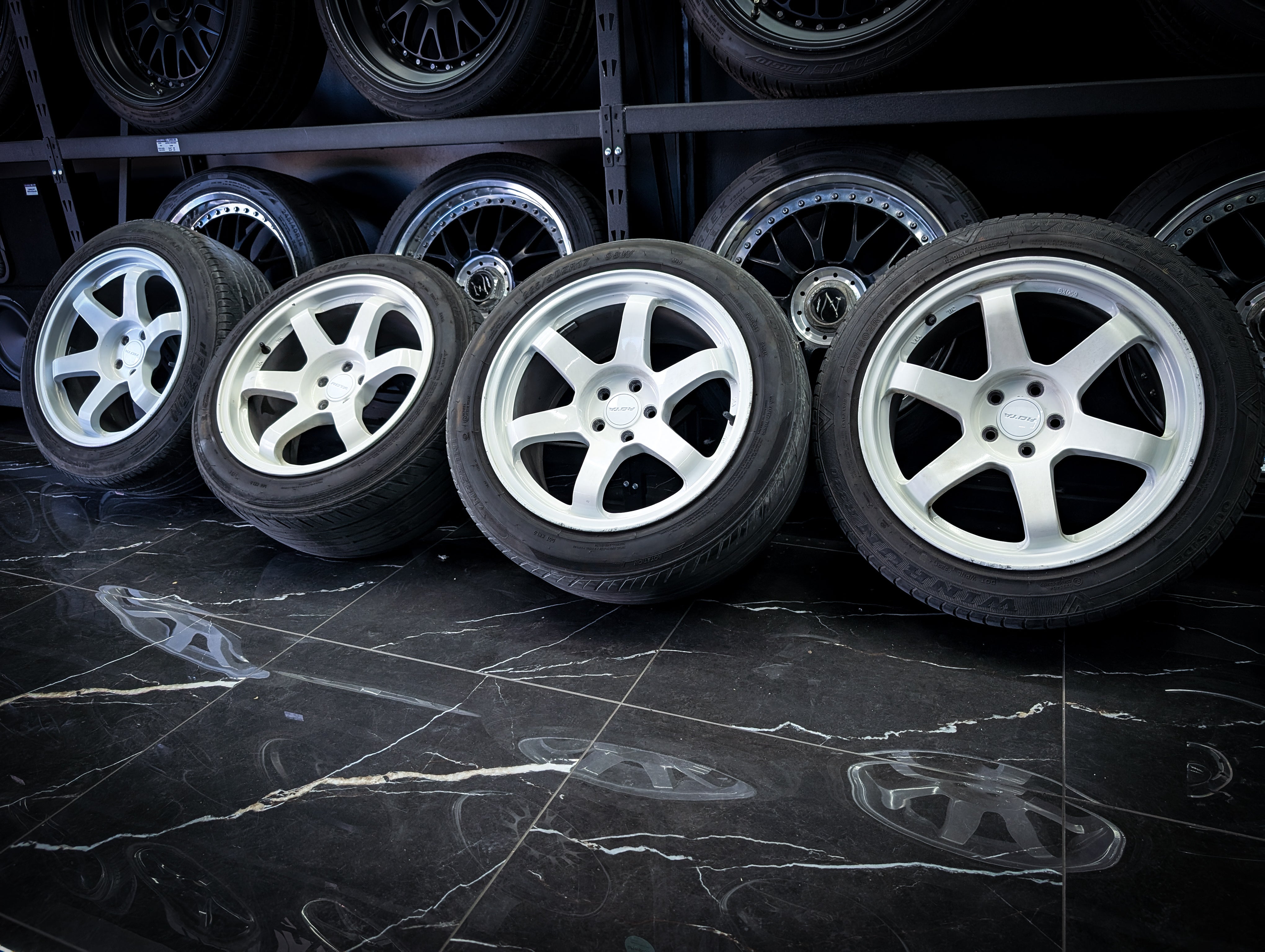 17" Rota Grid R Gloss White Wheels x 4