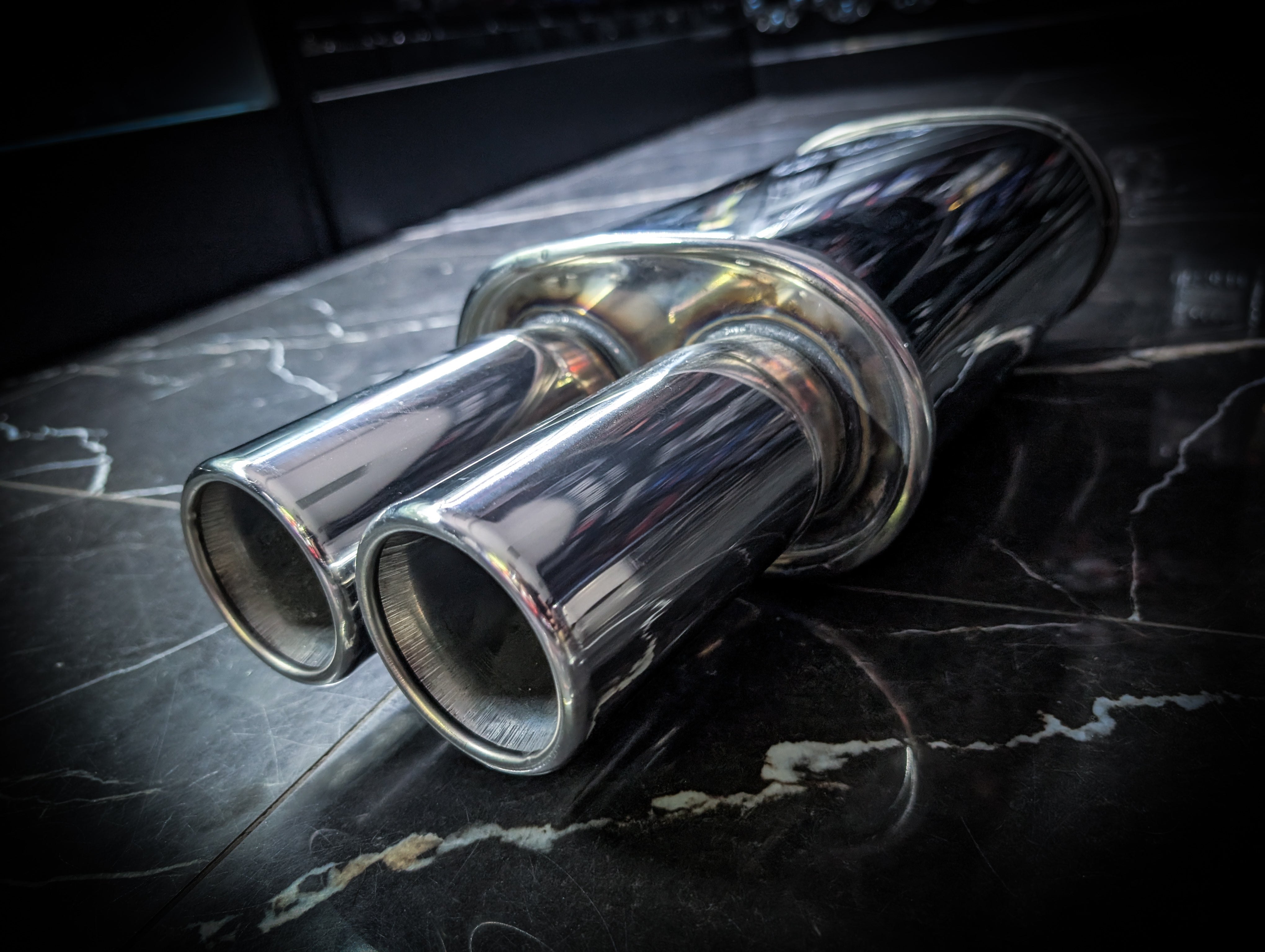 Dual 3" Rounded Tip Stainless Muffler