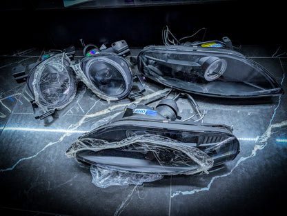 Black Housed LED Projector Headlights  - fits Toyota Soarer 2.5 1991 - 2000 JZZ30