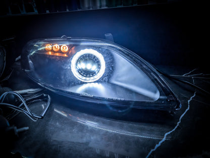 Black Housed LED Projector Headlights  - fits Toyota Soarer 2.5 1991 - 2000 JZZ30