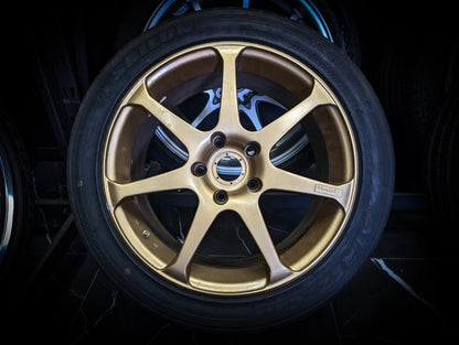 17" YOKOHAMA ADVAN AVS MODEL 7 Gold Staggared Wheels x 4