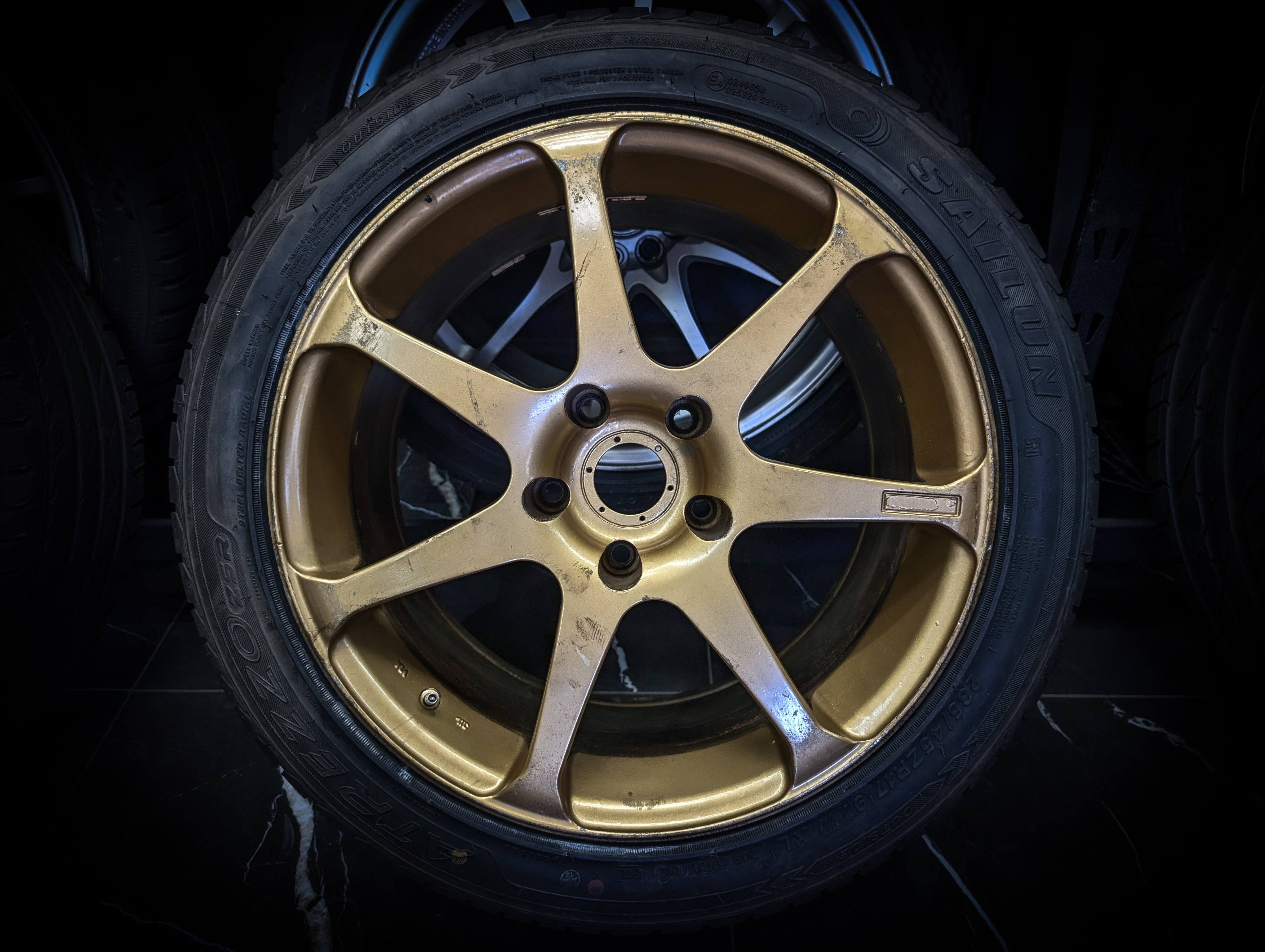 17" YOKOHAMA ADVAN AVS MODEL 7 Gold Staggared Wheels x 4