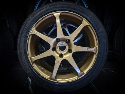 17" YOKOHAMA ADVAN AVS MODEL 7 Gold Staggared Wheels x 4