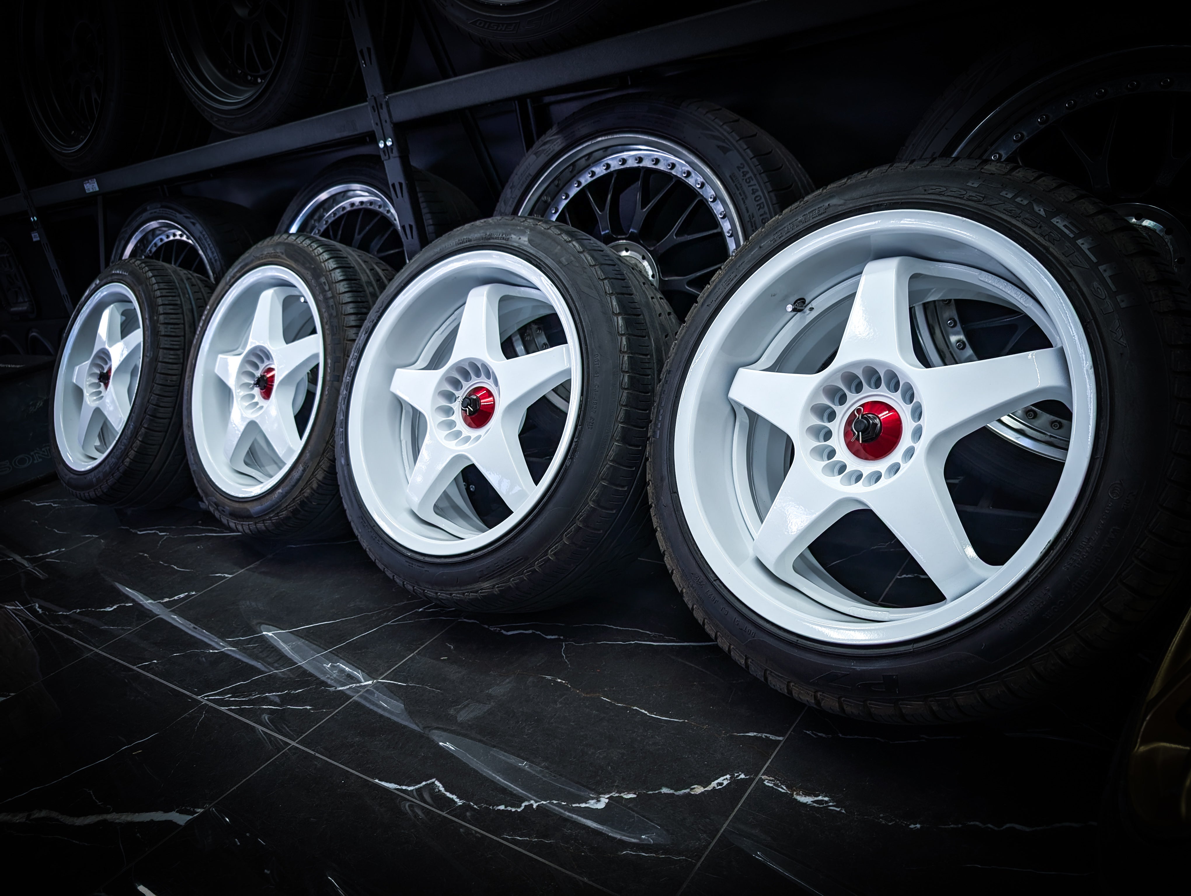 17" SPARCO NT Polar White Staggered Wheels x 4