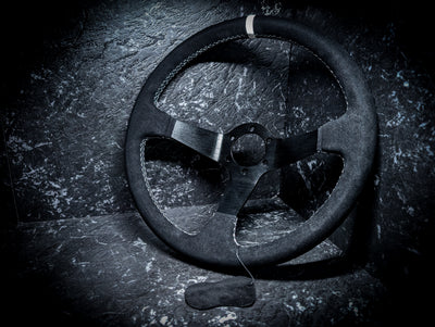 White Stitch • Deep Dished Alcantara Steering Wheel