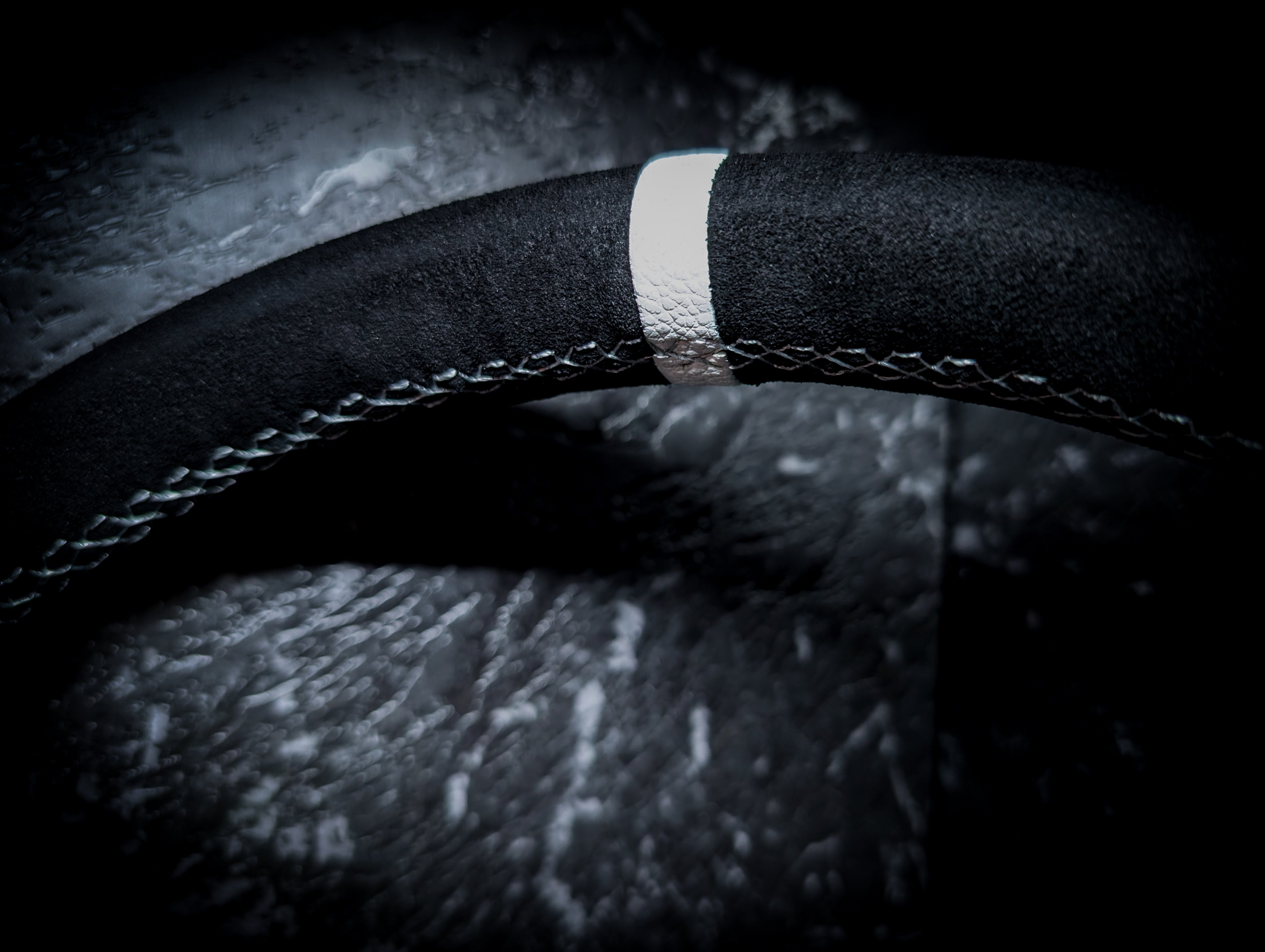 White Stitch • Deep Dished Alcantara Steering Wheel