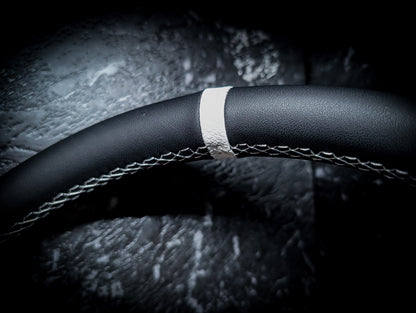White Stitch • Deep Dished Leather Steering Wheel