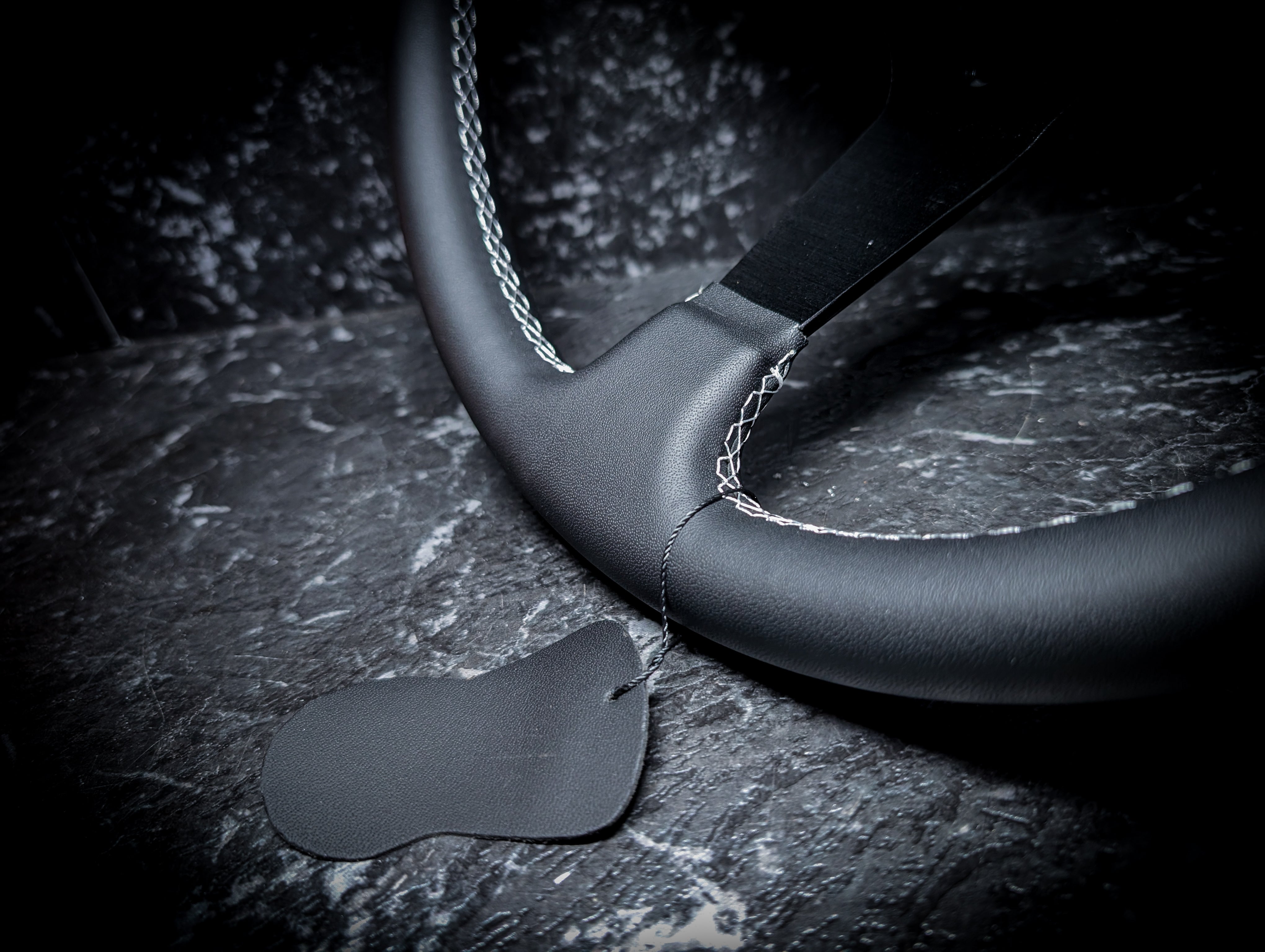 White Stitch • Deep Dished Leather Steering Wheel