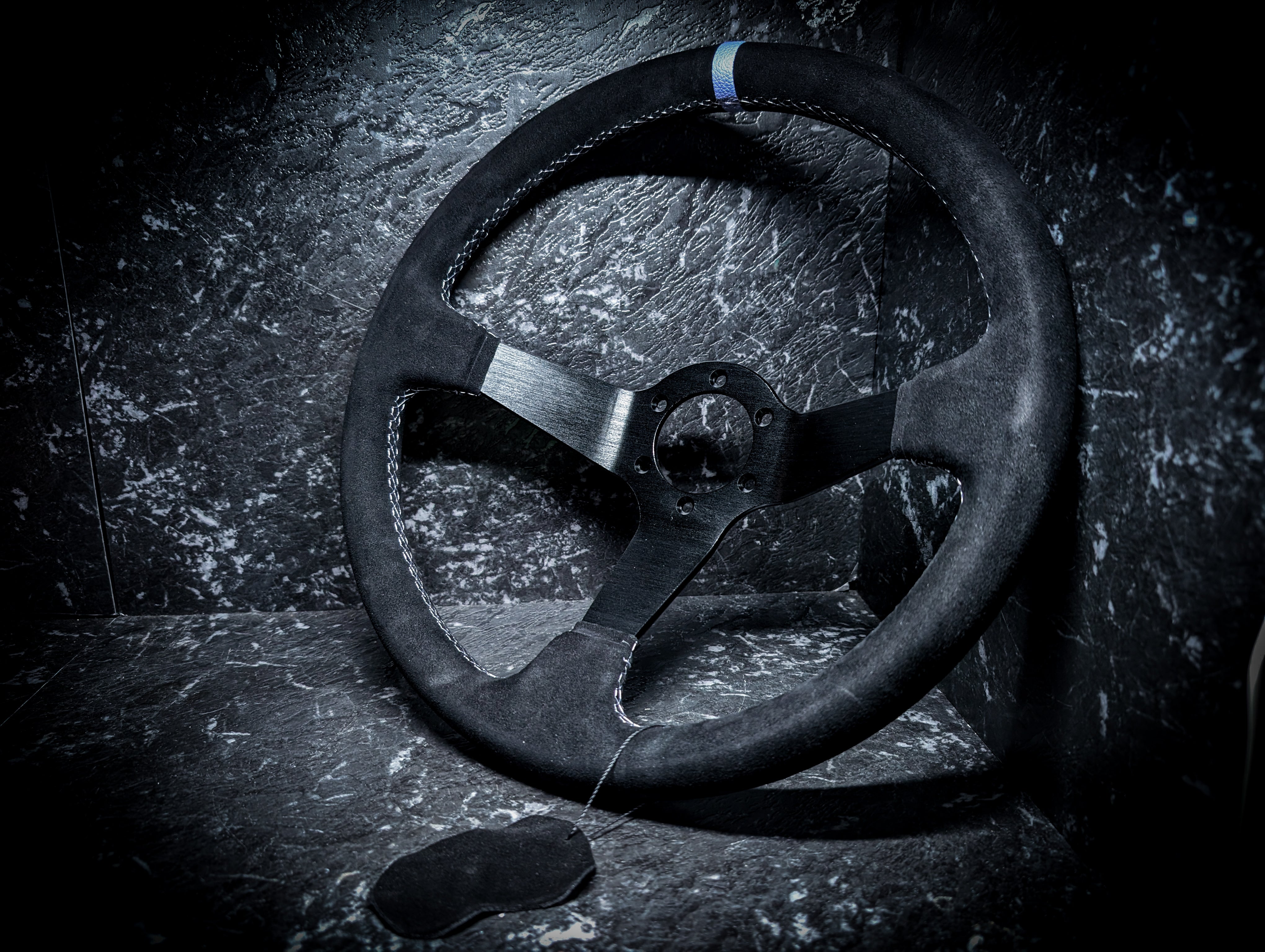 Light Purple Stitch • Deep Dished Alcantara Steering Wheel