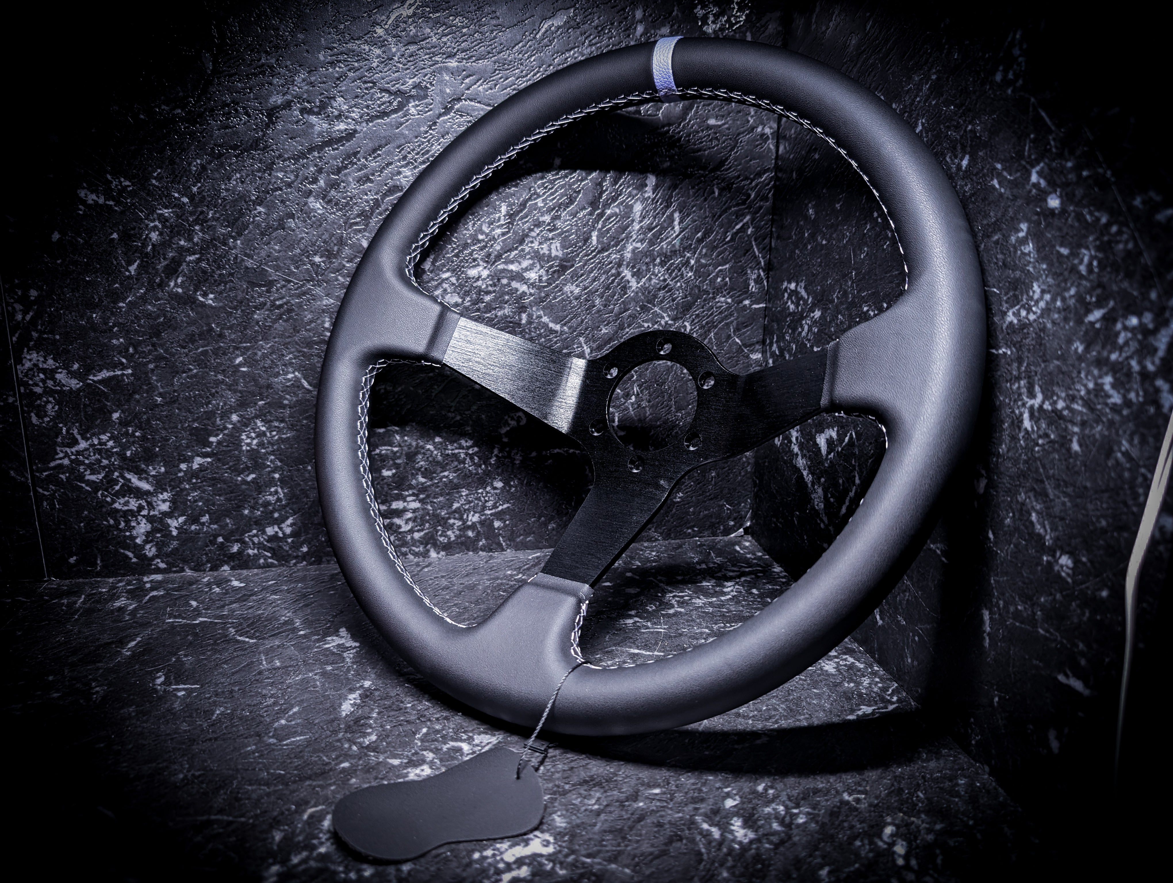 Light Purple Stitch • Deep Dished Leather Steering Wheel