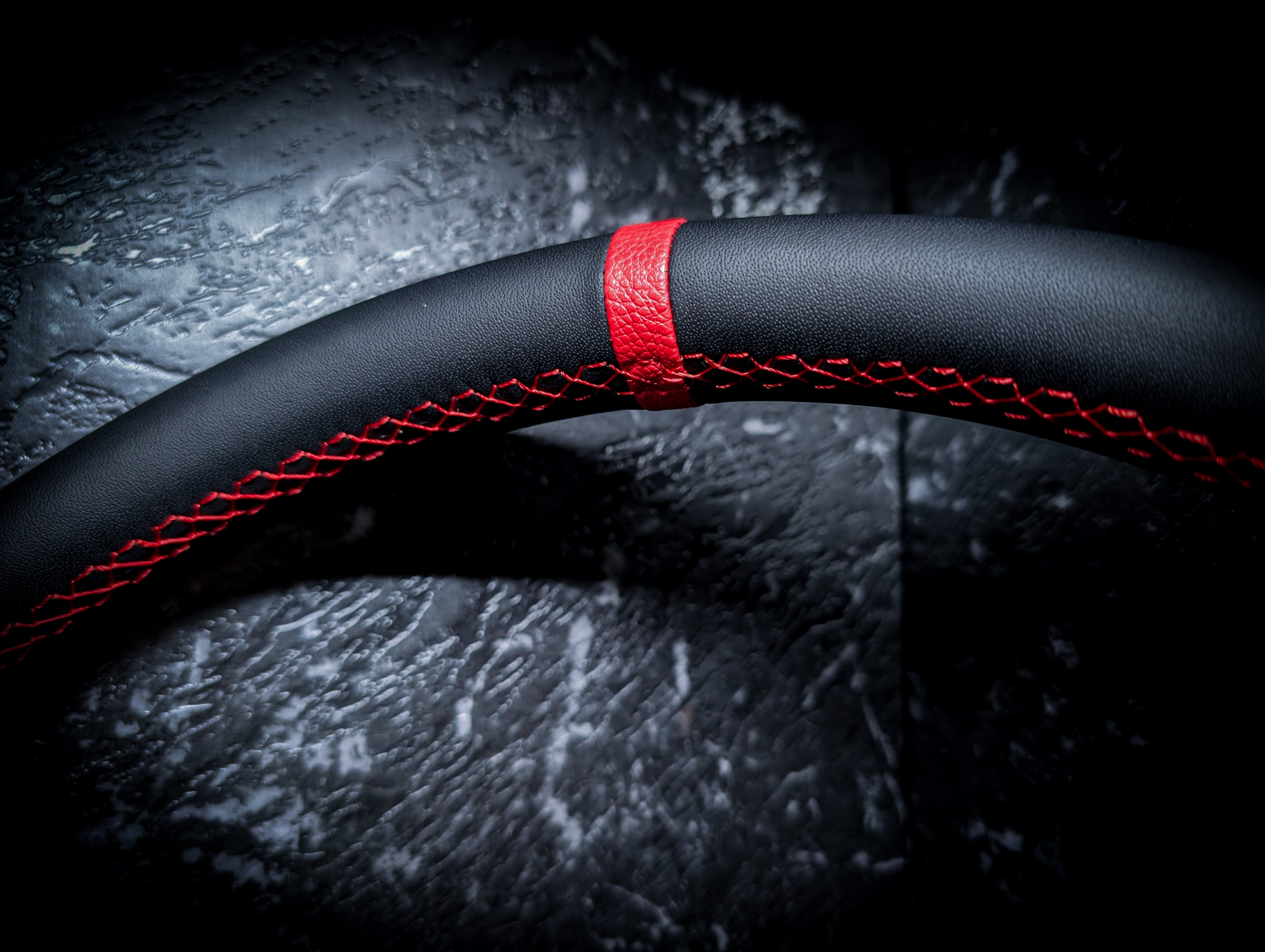 Red Stitch • Deep Dished Leather Steering Wheel