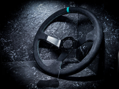 Teal Stitch • Deep Dished Alcantara Steering Wheel