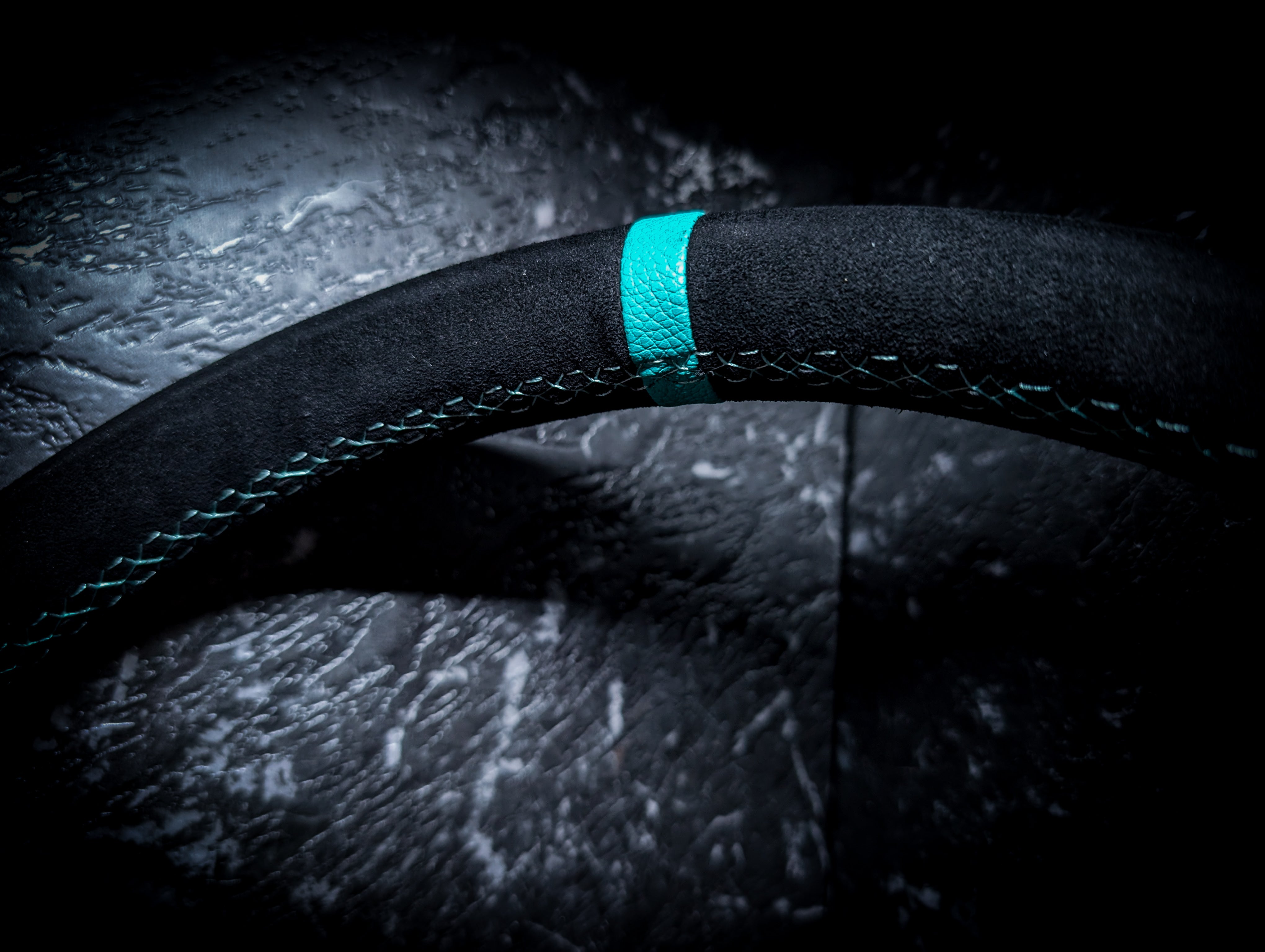 Teal Stitch • Deep Dished Alcantara Steering Wheel