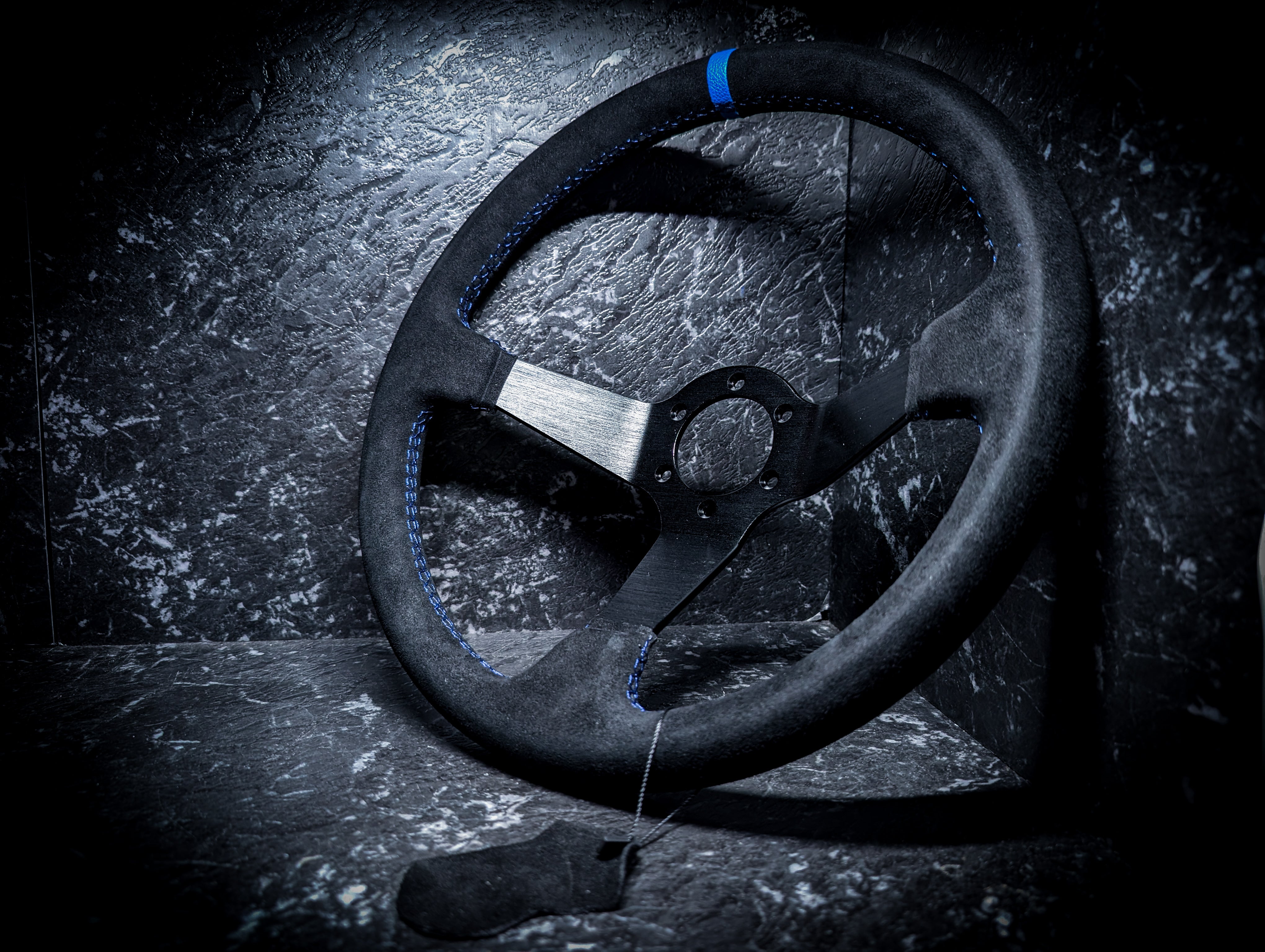 Blue Stitch • Deep Dished Alcantara Steering Wheel