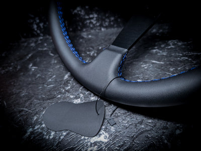 Custom Oni Etched Blue Stitch • Deep Dished Leather Steering Wheel