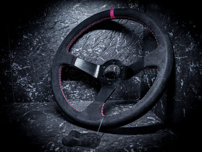 Bright Pink Stitch • Deep Dished Alcantara Steering Wheel