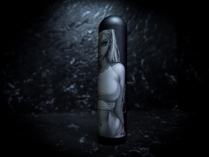 Cute Anime Girl Lazer Etch • Anodized Black V3 Weighted Tall Thick Grip Rounded Top Manual Gear Knob