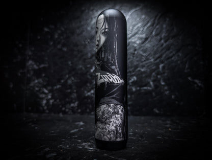 Cute Tattooed Anime Girl Lazer Etch • Anodized Black V3 Manual Gear Knob