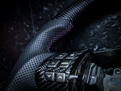 PURPLE | Carbon Fibre Re-Trimmed Perforated Leather and D Shaped Subaru 2008-2013 Sports Steering Wheel